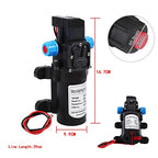 DC 12V Water Pump, 60W DC 12V 116Psi Self Priming Pump, 12 Volt High Pressure Micro Electric Diaphragm Water Pump with Pressure Switch for Caravan Camping Boat Garden Sprinklers, 5L/Min