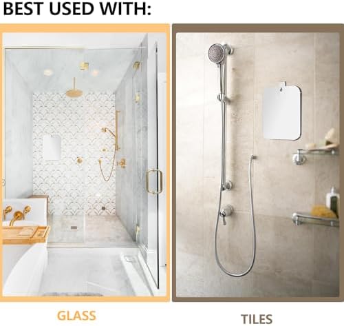 Shatterproof Shower Mirror for Shaving with Hook (X-Larger 1 Pack 8x 9 Inch)40% Cheaper Than The Original,Unbreakable Deluxe Plexiglass Makeup Mirror,Bathroom Wall Hanging,Portable Handheld Camping