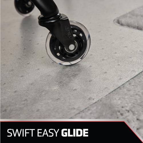 NINJA Easy Glide Office Chair Mat for Carpet Floors, Strong Slip Resistant Under Desk Floor Protector, Stay in Place Plastic Computer Mats for Rolling Work and Gaming Chairs, 29x47 Inch, Clear Lip