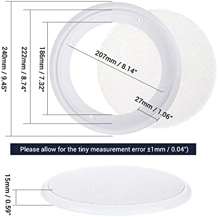 Facmogu 2PCS 8in White Ceiling Speaker Covers, Surface Mount Speaker Grill Mesh Round Speaker Grille Woofer Car Speaker Grill Cover Guard Protector Replacement Round Metal Grills