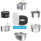 Cat Water Fountain Filters, 32 Pack Cat Fountain Filters, Cat Fountain Replacement Filters for 67oz/2L&108oz/3.2L Stainless Steel Cat Water Fountain, Pet Water Fountain Filters(16 Filters&16 Sponges)