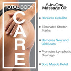 Anti Cellulite Massage Oil with Collagen Stem Cells, Arnica Oil for Lymphatic Drainage, Pain Relief, Sore Muscle, Stretch Marks, Scar and Keloid Removal, Piercing Care, Massager Tool, 8.5 Fl Oz