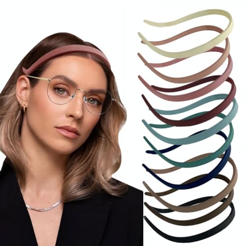 BIKCZEWIN 10PCS Flex No Pressure Headbands for Women Comfortable Plastic Skinny Headache Free Hair Loop No Slip Teeth Comb Hair Accessories for Girls Glasses Friendly