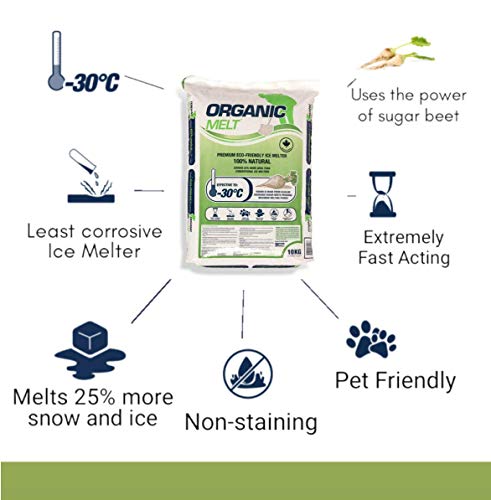 Organic Melt Premium Granular Ice Melt. Eco Friendly, Pet Friendly, Driveway and Sidewalk Safe 5kg (11lbs) Shaker Jug