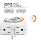 G-Homa Timer Outlet Electric Indoor with 2 Grounded Outlet,Plug-in 24-Hour Mechanical Timers,Daily On/Off Cycle,Energy Saving for Lamps, Seasonal, Christmas Lights and Holiday Decorations (2 Pack)