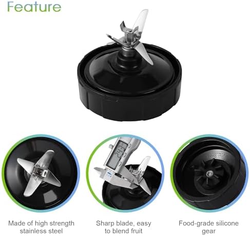 Blender Replacement Parts for Ninja, 24oz Ninja Blender Cups with To-Go Lids, 7 Fins Extractor Blade, Compatible with Nutri Ninja Auto iQ Blenders BL2012 BN801 BL480-30 BL640-30 BL642-30 NN100-30