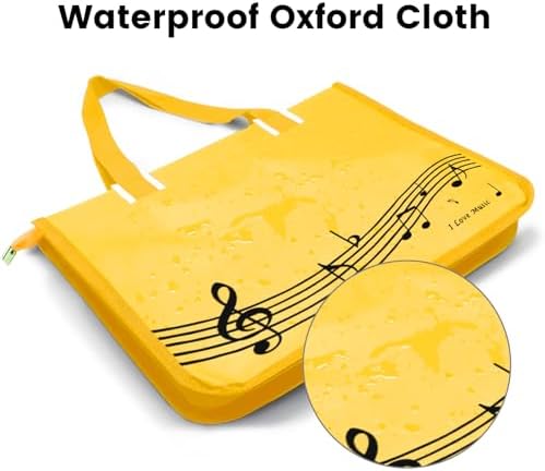 BestSounds Piano Bag, Zipper Waterproof Music Book Tote Bag Piano Accessories for Students Kids, Women, Gifts for Musicians (Yellow Music)