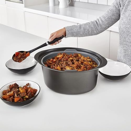 Slow Cooker Liners, Foldable Reusable Silicone Cooking Liners Compatible with Crock-Pot & Hamilton Beach Oval 6 QT, Leakproof Dishwasher Safe Slow Cooker Accessories for Most Oval Shape 1 PCS Grey