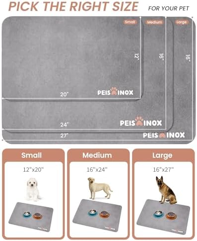 Cat Dog Food Mat, Rapid Water Absorption Dog Mat for Food and Water,100% Waterproof Cat Dog Bowl Mat, Pet Food Mat for Messy Drinkers to Protect Floors, Pet Accessories Supplies