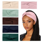 Huachi Turban Headbands for Women's Hair Wide Head Wraps Knotted Elastic Teen Girls Yoga Workout Solid Color Hair Accessories, 6 Pack