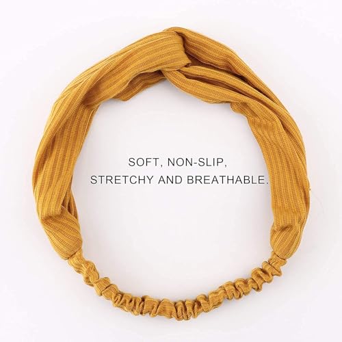 DRESHOW 10 Pack Make Up Headbands for Women Knit Vintage Cross Elastic Head Wrap Hair Accessories