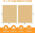 9 x11 inch Parchment Paper Liners Disposable 300 Pcs, Perforated&Unperforated Sheets Combo, 175-Pcs Each, Accessories for Cuisinart, Emeril, Ninja, Breville, Instant Pot, Gowise