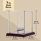 Juvale Newton's Cradle Balance Pendulum, Physics Learning Desk Toy, Swinging Kinetic Balls for Home, Office Decoration, Stress Relief, Fun Science Fidget Accessories (7x6x7 in)