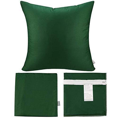 Thmyo 4-Pack 100% Cotton Comfortable Solid Decorative Throw Pillow Case Square Cushion Cover Sublimation Blank Pillow Covers DIY Throw Pillowcase for Sofa Couch(18x18 inch/ 45x45cm,Christmas Green)