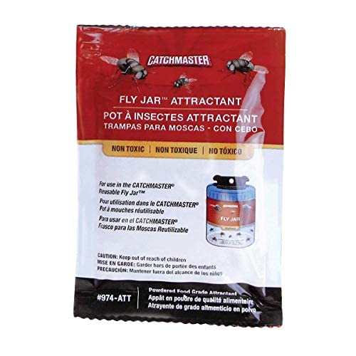 Catchmaster Reusable Fly Trap Outdoor Jar Refill 3-Pack Bait, Bug Catcher and Flying Insect Trap Natural Attractant Refill for Pest Control, Pet Safe, Bulk Fly Traps Bait Trap