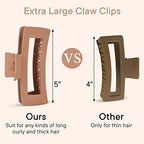 4 Pack 5 Inch Extra Large Claw Clips for Thick Hair, Matte Non-slip Big Claw Clips for Long Hair, Jumbo Claw Clips Hair Accessories for Women and Girls
