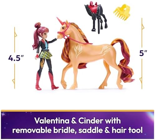 Unicorn Academy, Valentina & Cinder with 2 Accessories & Hair Tool, Dolls & Unicorn Toys for Girls Ages 4 and up