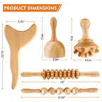 YMM 5-in-1 Wood Therapy Massage Tools for Body Shaping, Professional Lymphatic Drainage Massager, Maderoterapia Kit, Anti Cellulite Massage Roller Body Sculpting Tools Set (Deluxe)
