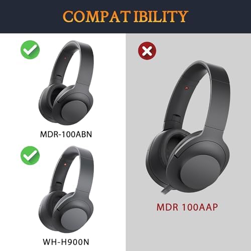 SOULWIT Replacement Earpads Cushions for Sony WH-H900N (h.Ear on 2 Wireless) & MDR 100ABN (h.Ear on Wireless) Noise Canceling Over-Ear Headphones, Ear Pads with Noise Isolation Foam - Black