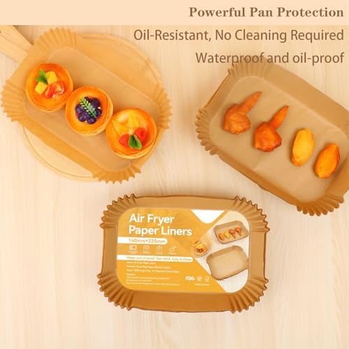 Air Fryer Paper Liners, 100PCS Rectangle 8.6"x5.5" Disposable Parchment, AirFryer Accessories Non-Stick Baking Paper for Ninja Foodi Dual Zone Air Fryer DZ201/DZ401/DZ550