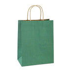 BagDream Shopping Bags 8x4.25x10.5 Inches 100Pcs Gift Bags Kraft Bags Retail Bags Green Stripe Paper Bags with Handles Bulk, 100% Recycled Paper Gift Bags