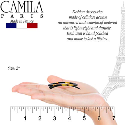 Camila Paris CP1993/2 French Hair Barrette Clip for Women, Handmade, Side Slide-in Metal-Free Closure Strong Hold Grip Hair Clips for Girls, No Slip Durable Styling Hair Accessories, Made in France
