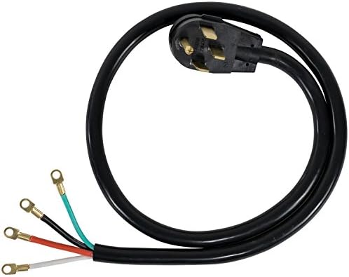 Certified Appliance Accessories 40-Amp Appliance Power Cord, 4 Prong Range Cord, 4 Wires with Eyelet Connectors, 4 Feet, Copper Wire
