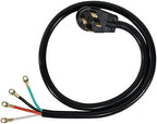 Certified Appliance Accessories 40-Amp Appliance Power Cord, 4 Prong Range Cord, 4 Wires with Eyelet Connectors, 4 Feet, Copper Wire