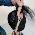 Hair Cutting Scissors Kit, Hair Scissors Professional Stainless Steel Haircut Scissors with Hair Shears, Thinning Shears, Haircut Accessories in Leather Case for Barber/Home 12PCS Gold Silver