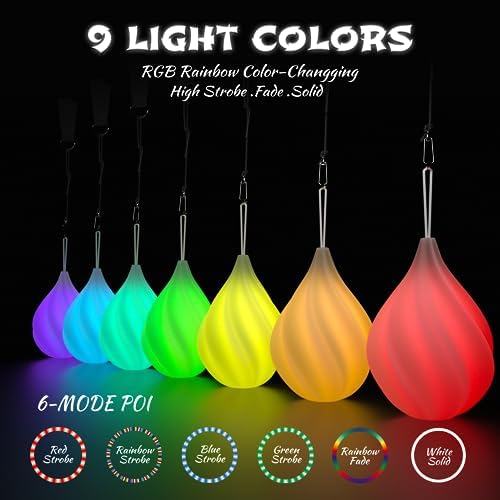 LED Poi Balls Set for Children and Adults - Luminous Premium Toy for Beginners & Professionals | LED Pois Kids Juggling | Juggling Set & Light Painting Accessories | Fire Poi Balls & Luminous Balls