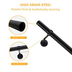 ROTHLEY Pipe Handrails for Indoor Stairs: 3.3FT Stair Railing Steel Hand Railings for Stairs Indoor Wall Mount Stair Handrail Complete Kit 1.6" Round Metal Stair Railing for Elderly & Kids