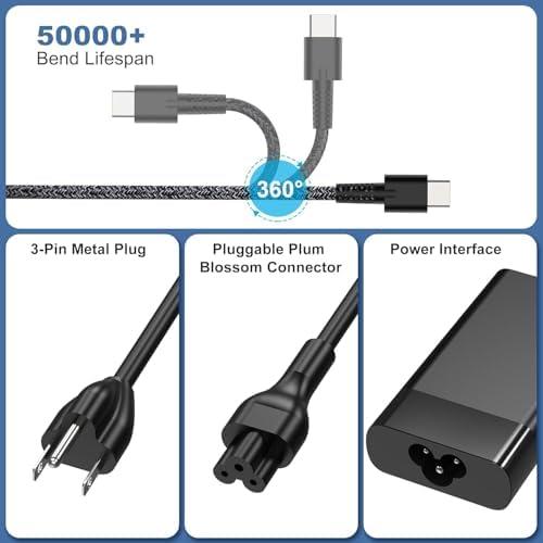 New Replacement for HP 90W 65W USB C Laptop Charger AC Adapter for HP Spectre x360,HP 904082-003 ADP-90FE TPN-DA08 904144-850 L45440-003 2LN85AA#ABA 2LN85AA USB-C Type C Laptop Power Cord Supply