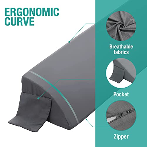 Vekkia Cal King Bed Wedge Pillow for Headboard Gap/Mattress Gap Filler/Headboard Pillow/Bed Gap Filler,Close Gap(0-6") Between Mattress and Headboard,Stop Loosing Your Pillows,Phone(Gray 72"x10"x6")