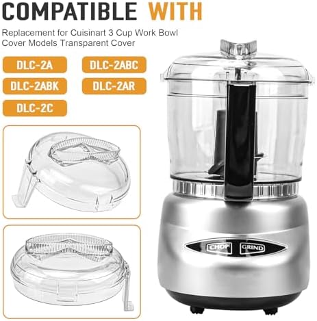 DLC-2AWBC-1 Food Processor lid Replacement for Cuisinart DLC-2A Mini Prep Plus Food Processor 3 Cup,Work Bowl Cover Models