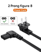 Power Cord for Samsung TV 2-Prong L-Shaped AC Power Cord UN40 UN43 UN48 UN49 UN50 UN55 UN60 UN70 UN75 UN65KS8000F Smart 4K, Compatible for LG, Sony, Sharp Panasonic, TCL TV Replacement (6FT)