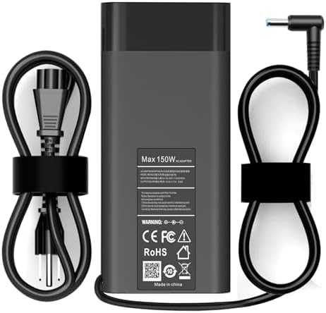 Replacement 150W HP Laptop Charger for HP ZBook 15 16 17 15u 15v G3 G4 G5 G6 G7 G8 G9 ZBook Studio G3 G4 G5 G6 G7 G8 OMEN by 15 17 Pavilion Gaming 15 17 AC Adapter Charger