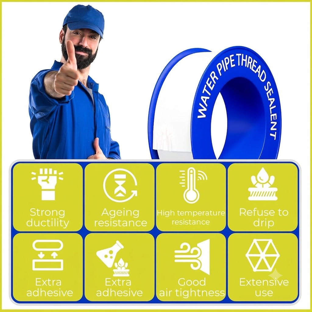 1, 4 or 5 Rolls 1/2 Inch(W) X 520 Inches(L) Teflon Plumbers Tape, Duct Sealant Tape for Shower Head, Plumbing Thread Tap, Water Pipe Sealing Plumbers PTFE Thread Seal (1 Pack)