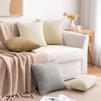 MIULEE Pack of 2 Corduroy Pillow Covers Soft Soild Cushion Cases Decorative Square Christmas Throw Pillow Covers Cream White Pillowcases for Sofa Bedroom Car 20 x 20 Inch 50 x 50 Cm