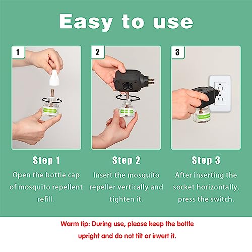 Q5 Mosquito Repellent Indoor Use with 2-Pack 280 Hr Repellent Refills, Electronic Mosquito Repeller Plug in, Highly Effective, DEET-Free, for Home, Bedroom, Office, Kitchen (Black)