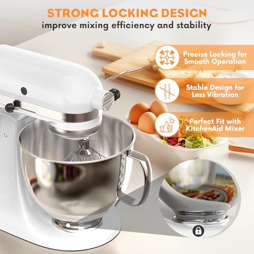 Cofun Stainless Steel Mixer Bowl For Kitchenaid Tilt-Head Stand Mixers 4.5-5 Quart, 5 qt Mixing Bowl Replacement For Kitchen aid With Anti-slip Handle, Polished