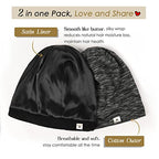 YANIBEST 2 Pcs Silk Bonnet Satin Bonnet Hair Bonnet for Sleeping - Adjustable Saty on Satin Lined Slouchy Beanie Hat for Women