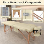 civama Massage Table Massage Bed Portable, 29 LBs Light Weight Foldable Tattoo Facial Care Spa Lash Bed Aluminum Frame with Accessories Carrying Bag, Beige