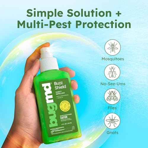 BugMD Buzz Shield - Mosquito and Insect Repellent Spray for Body and Home, Indoor & Outdoor Use, DEET-Free, Tick Repellent, Safe Bug Spray for People (2-Pack)