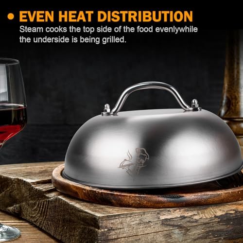 Grill Dome Cover - Griddle Accessories Heavy Duty 9" Wide Smashed Burger Melting Cheese Blackstone Dome,Fits for Cuisinart Stainless Steel Basting and Steaming Lid Cooking for Use in Flat Top Grills