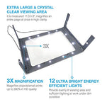 MagniPros See Things Differently 3X Large Full Page Magnifier with 12 LED Lights, Foldable Flip-Out Legs, Dual Power Supply Modes- Ideal for Hands Free Reading, Low Vision, Seniors with Aging Eyes