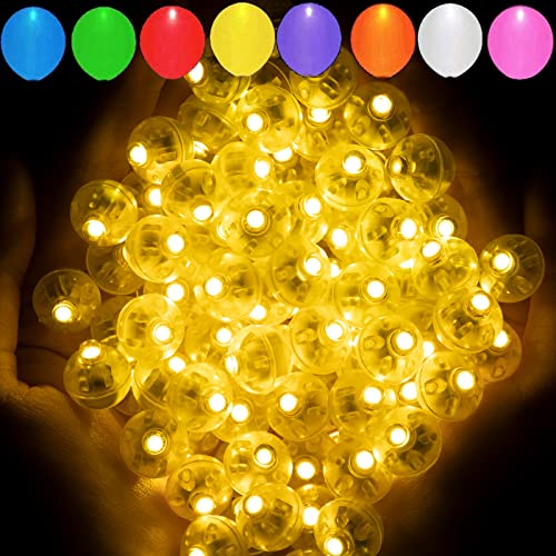 Aogist 100pcs Yellow Balloon Light,Long Standby Time Waterproof Mini Ball Light,Round LED Flash Lamp for Paper Lantern Balloon Party,Wedding,Birthday,Festival,New Year and Christmas Decorative