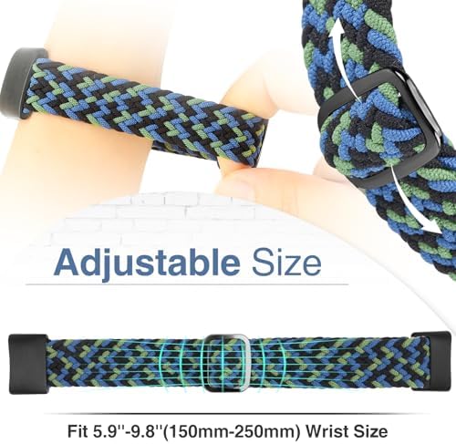 Braided Watch Bands Compatible with Fitbit Charge 6/Fitbit Charge 5 for Women Men, Elastic Adjustable Solo Loop Stretchy Nylon Woven Replacement Wristbands for Fitbit Charge 6/Fitbit Charge 5