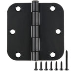 TDCHINGES 30 Pack Rounded Matte Black Door Hinges 3.5 Inch 5/8" Radius Interior 3 1/2 Inch Door Hinges Flat Iron Bifold Easy Installation Door Hinges for Doors 3 ½" Hardware Controls