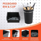 240PCS Pegboard Hooks Assortment, Pegboard Accessories Organizer Kit with Pegboard Bins, Pegboard Cups, 1/8 and 1/4 inch Peg Board Hooks for Hanging Tools, Garage Pegboard Wall Organization