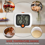 KT THERMO Digital Candy Thermometer, LCD Instant Read Food Meat Thermometer with 10" Probe and Pot Clip for Candy Making, Kitchen Accessories, Baking Tools（White）